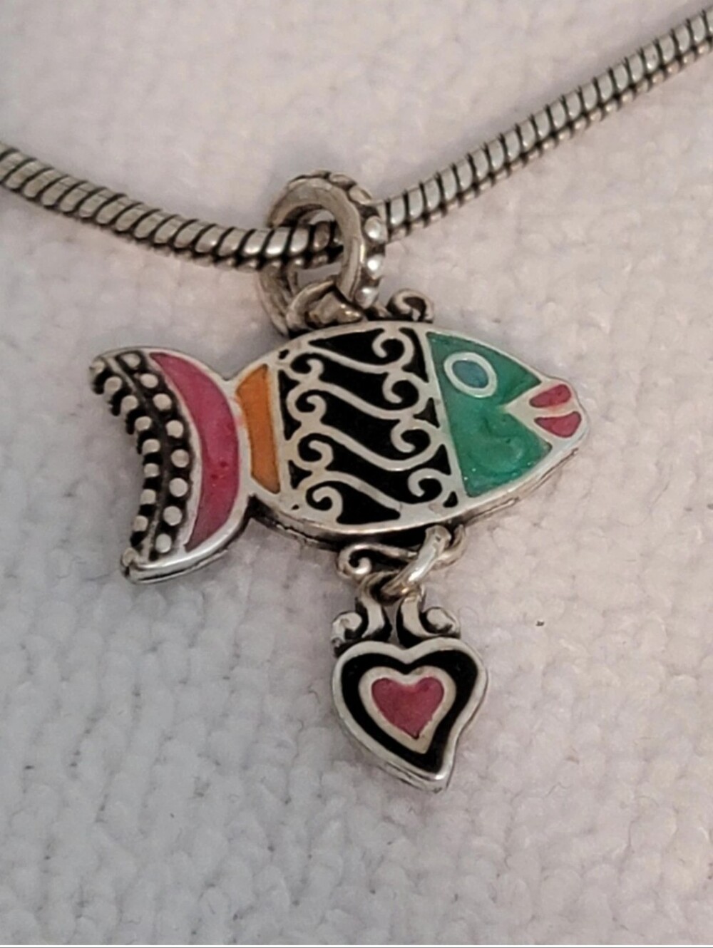 Brighton Sea Love Tropical Fish Retired Heart Pendant Necklace